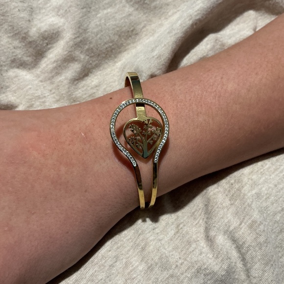 🌳.	“Tree of Life 18k Gold Plated Stainless Steel CZ Bangle” ' - Picture 6 of 16